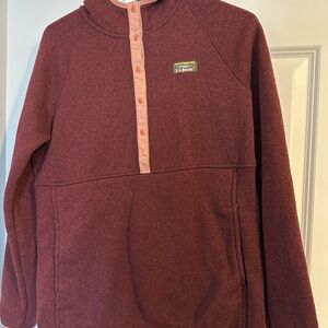 L.L.Bean Burgundy Fleece with Peach Trim